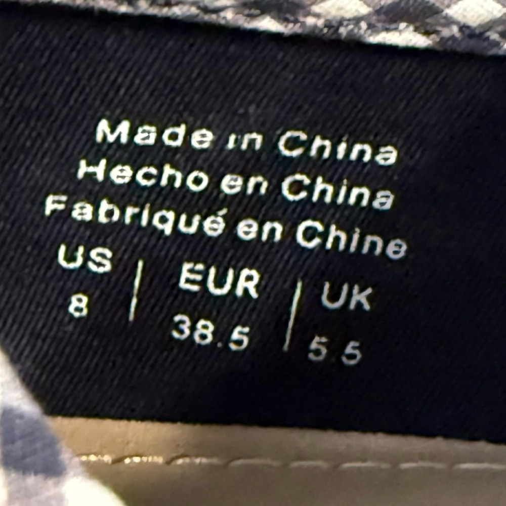 Draper‎ James Navy Gingham Espadrille Wedges Size 8 Ankle Wrap Southern Chic - Picture 5 of 13